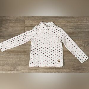Baby GAP Girls Long Sleeve Shirt - White with Red Hearts Valentines Day